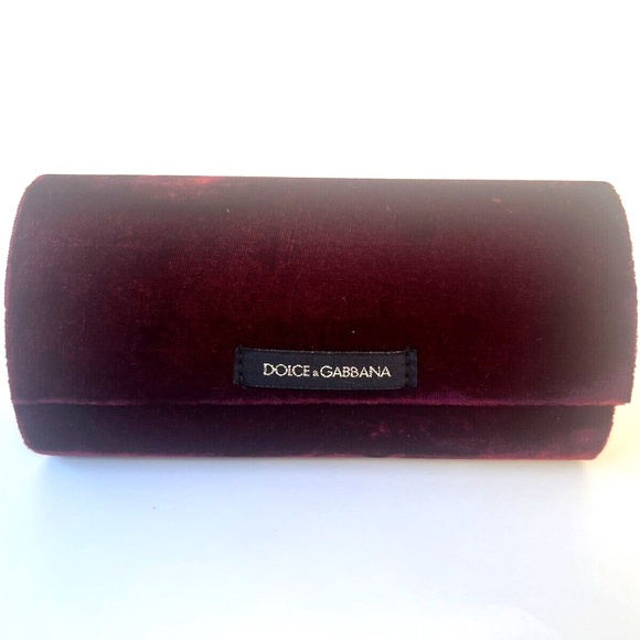 NEW DOLCE & GABBANA Sunglasses Glasses Hard Case Burgundy Velvet with Pouch - Picture 1 of 6